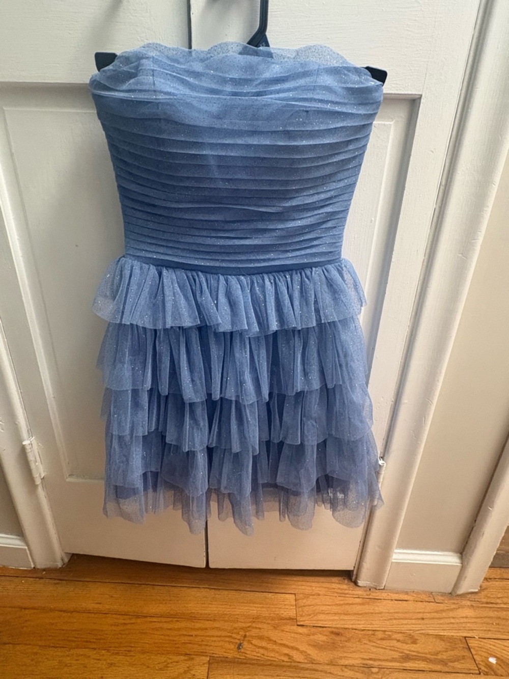 B. Darlin Light Blue Strapless Mini Formal/Homecoming Dress